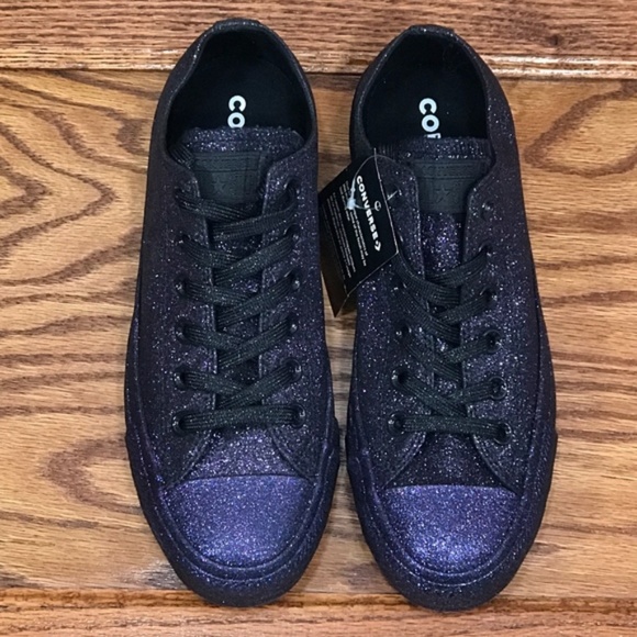 Converse CTAS Ox Low Top Purple Black Glitter Shoes - Picture 4 of 7